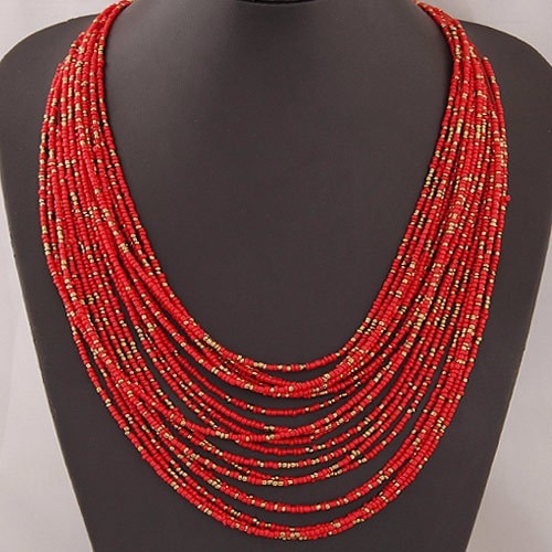 DIEZI African Acrylic Beads Jewelry Sets Bohemia Necklaces Bangles Women Fashion Statement Multilayer Necklace New Jewelry Set