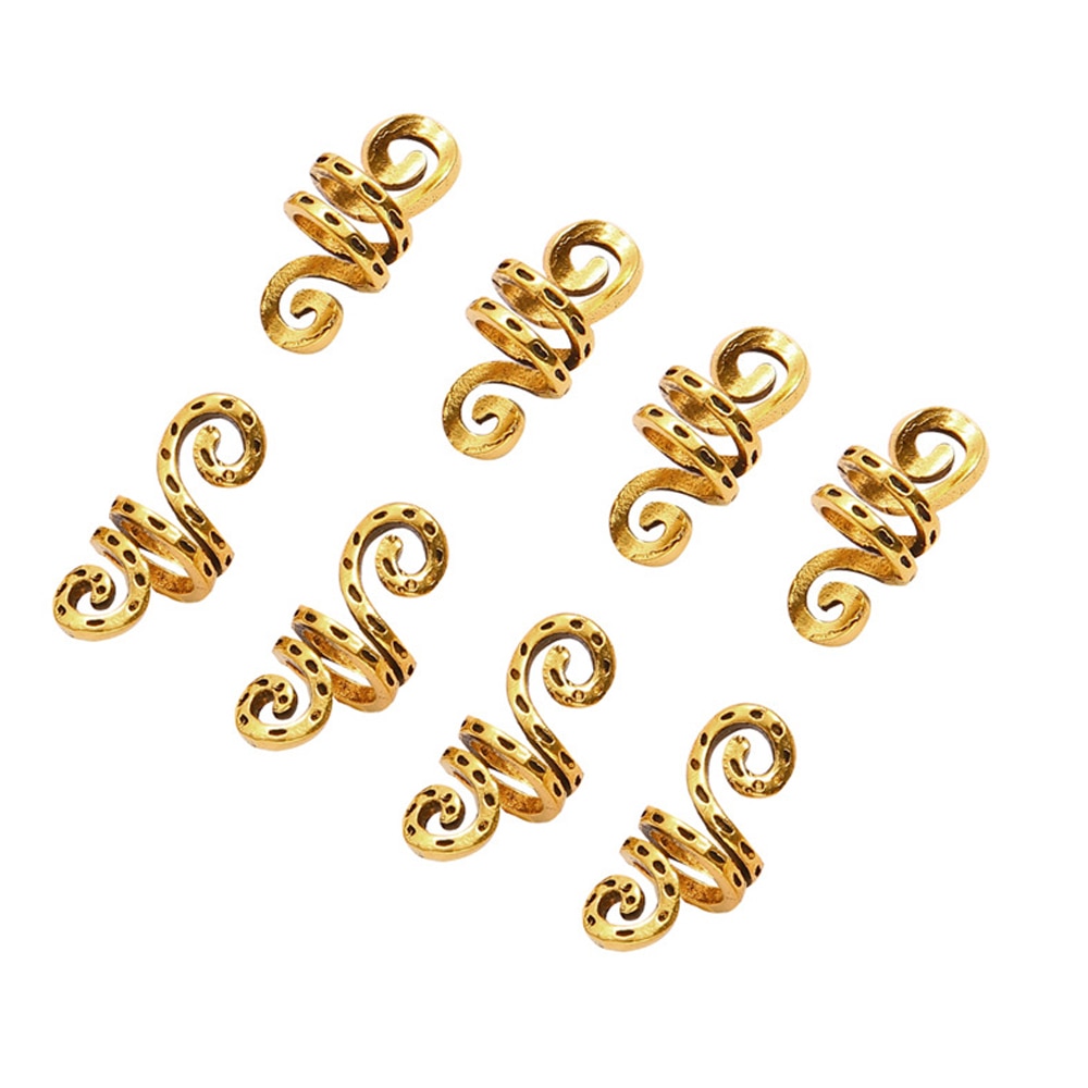 African Braiding Hair Rings Vintage Spiral Braids Hair Tools Accessories Silver Gold Beads For Hair Braids Dreadlock