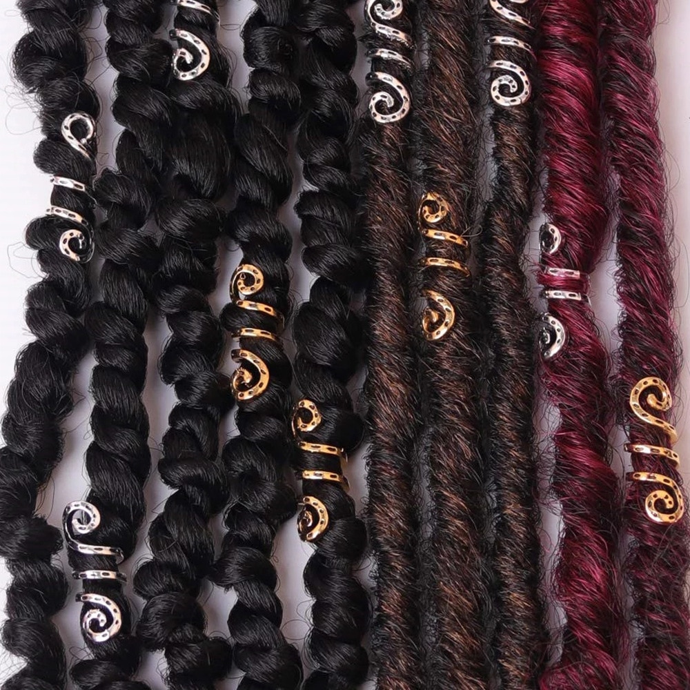 African Braiding Hair Rings Vintage Spiral Braids Hair Tools Accessories Silver Gold Beads For Hair Braids Dreadlock