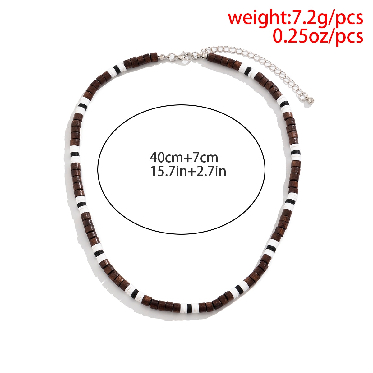 IngeSight.Z Men's Wooden Beaded Clay Necklace Fashion Vintage African Beaded Beach Surfer Necklace for Men Tribal Jewelry