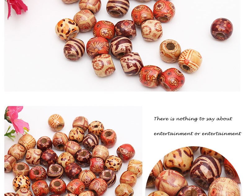 100 PCs/bag 11*12mm Aperture: 5mm Medium Size Hole Vintage Painted Wooden Beads African Hair Rings Dreadlock Accessories