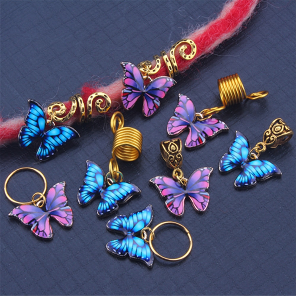 Braid Decorative Hair Rings Headdress Alloy Butterfly Pendant African Braid French Twist Hair Accessories Hair Braiding Tool