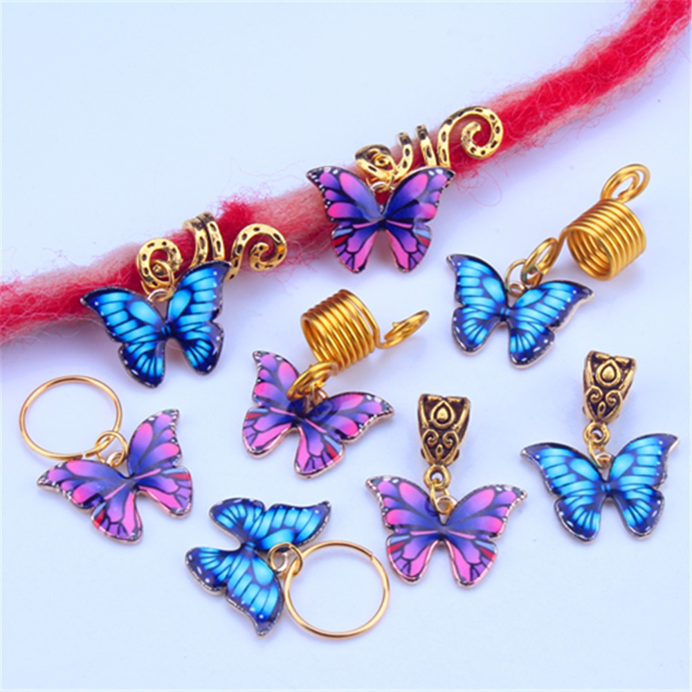 Braid Decorative Hair Rings Headdress Alloy Butterfly Pendant African Braid French Twist Hair Accessories Hair Braiding Tool