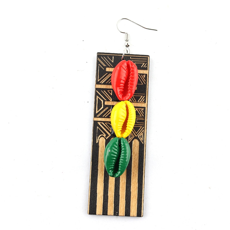 Free shipping!!African Woman Rasta Wooden Earrings can mixed colors