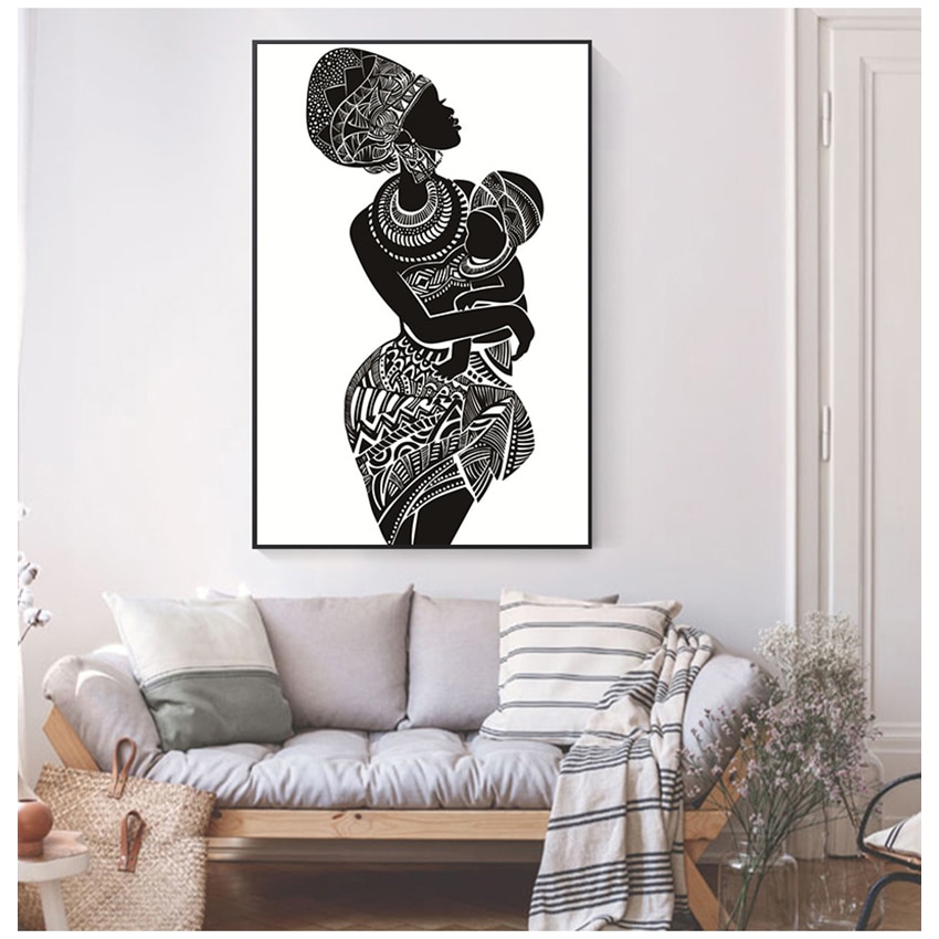 African Woman With Baby Paintings