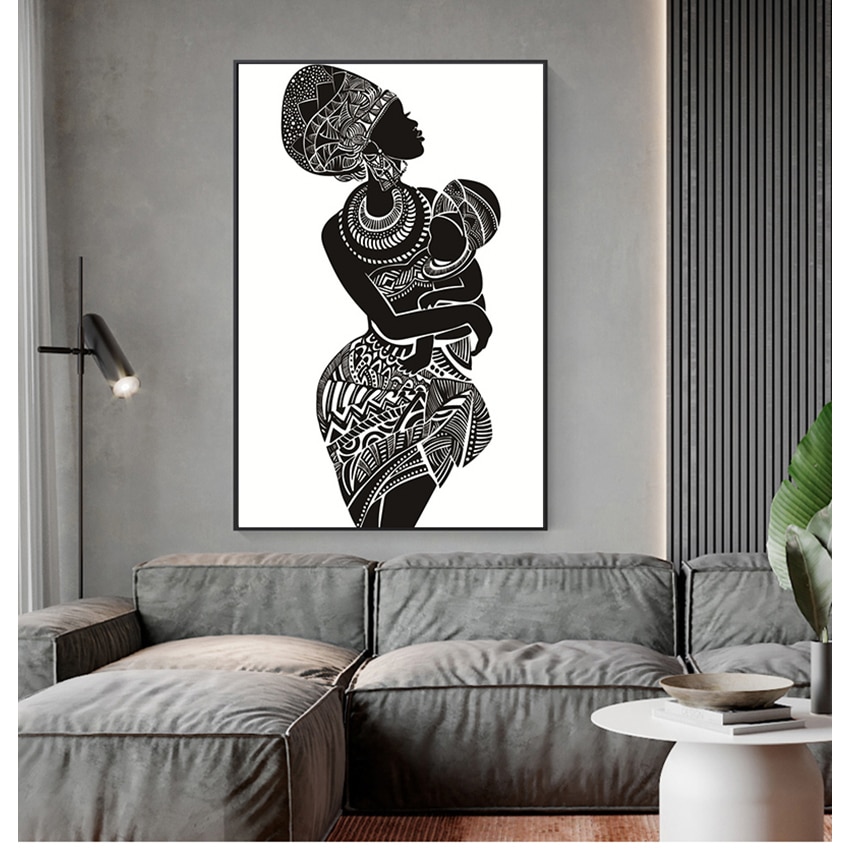 African Woman With Baby Painting