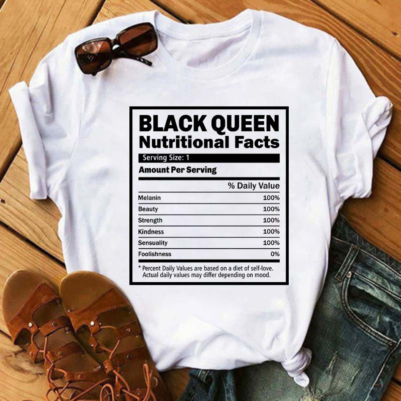 Maycaur Women Beautiful African White Funny Print T Shirt Girl Black Queen Harajuku Ulzzang Kawaii 90s Short Sleeves Clothes