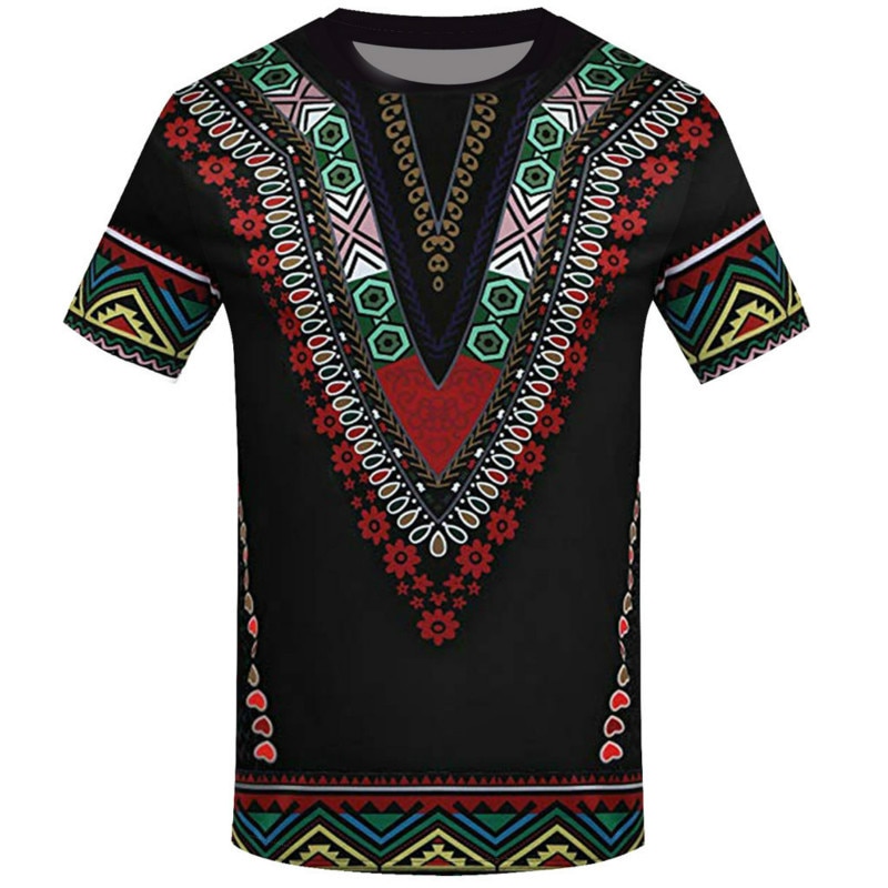 Men's Round Neck Shirt 3D Print Ethnic African Clothing Summer New Hot Sale T-shirt 2021