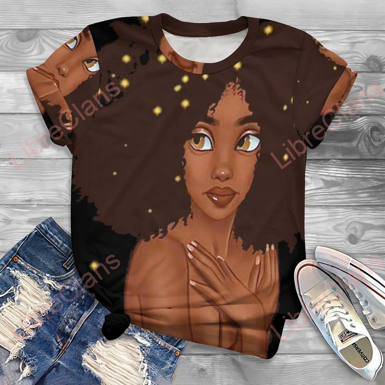 Spring Summer African Girl 3D Print T Shirt Oversized Female Clothing Fashion Style Women Clothes T-Shirts Sexy Girls Tees Tops