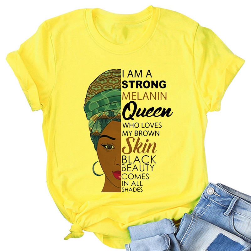 A CHILD OF GOD A WOMANOF FAITH woman tshirt yellow ladies clothes African black girl history month female Tshirt melanin T shirt