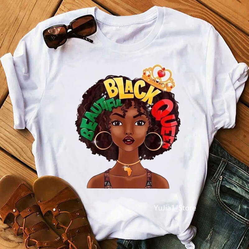 Dope Diva Queen Graphic Print Women'S T-Shirt Beautiful African Black Girl T Shirt Femme Tumblr Clothes Harajuku Shirt Wholesale