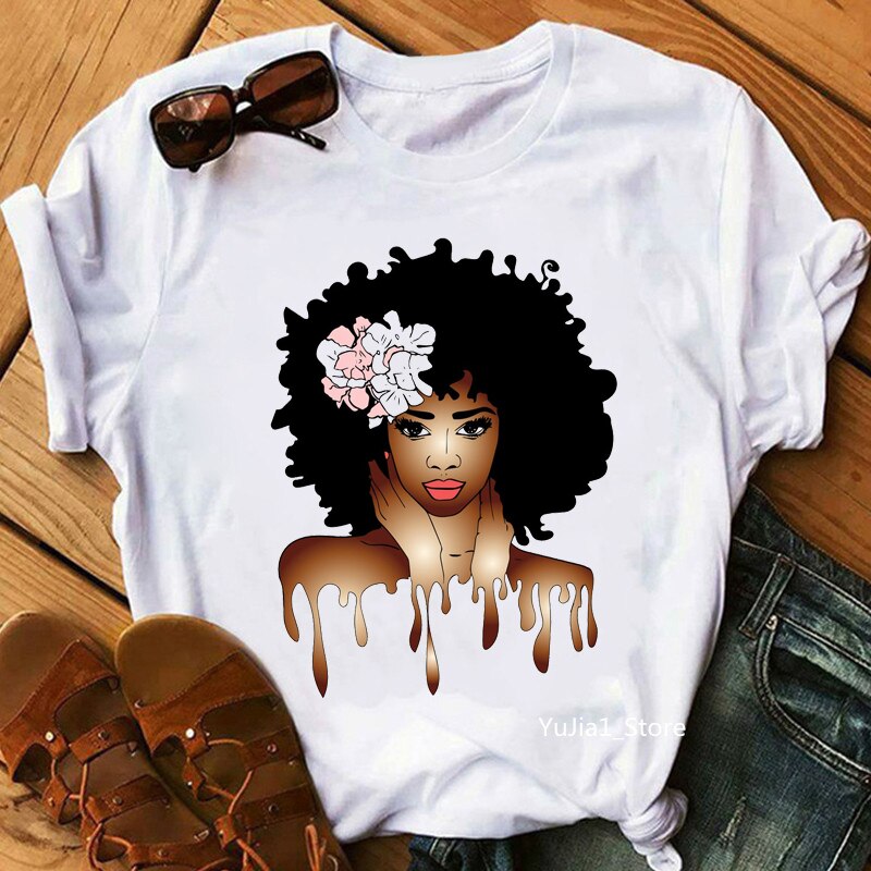 Dope Diva Queen Graphic Print Women'S T-Shirt Beautiful African Black Girl T Shirt Femme Tumblr Clothes Harajuku Shirt Wholesale