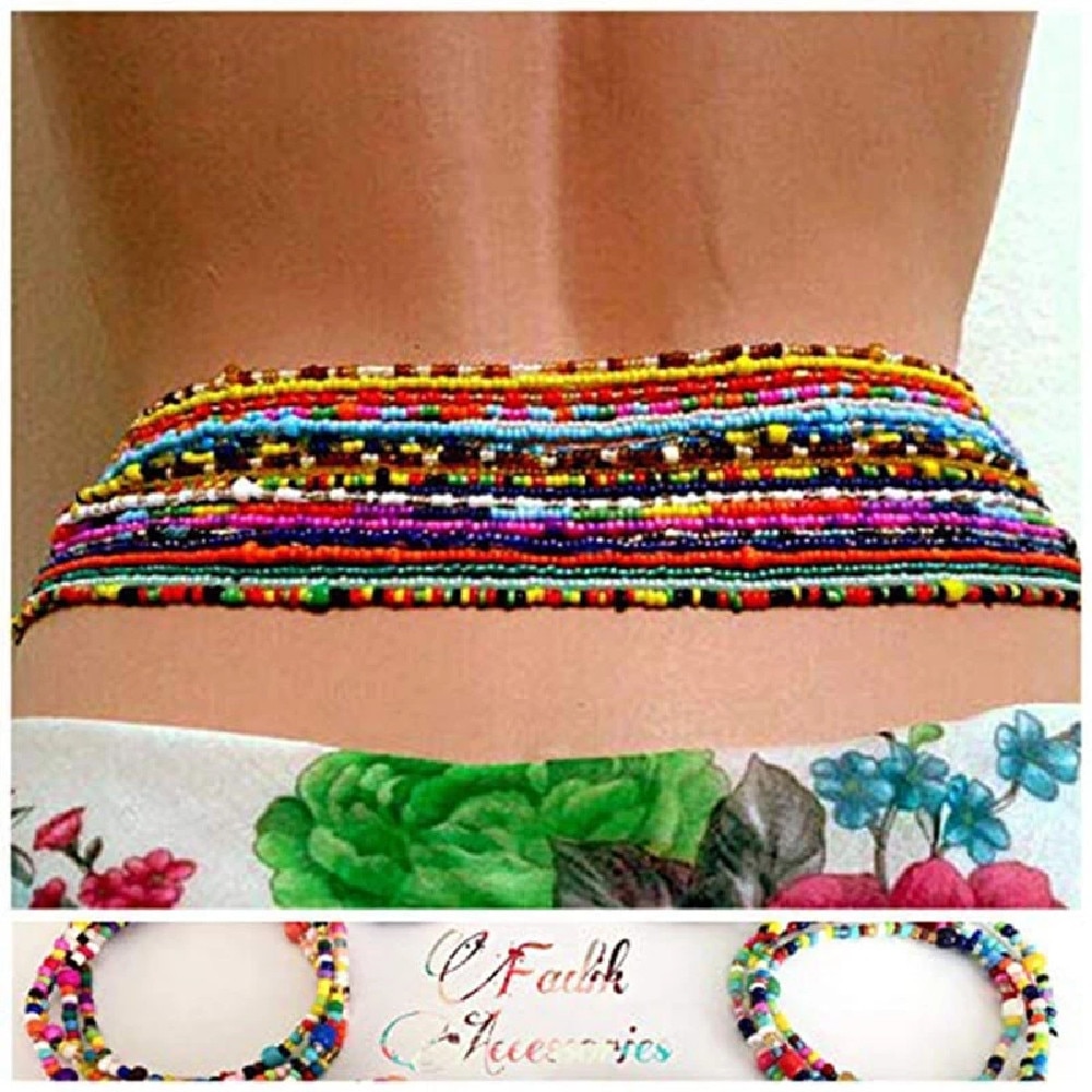 Bohemia Colorful Beaded Elasticity Waist Belly Chain for Women Girl 2022 Fashion Summer Beach Waistband Bikini Beads Jewelry