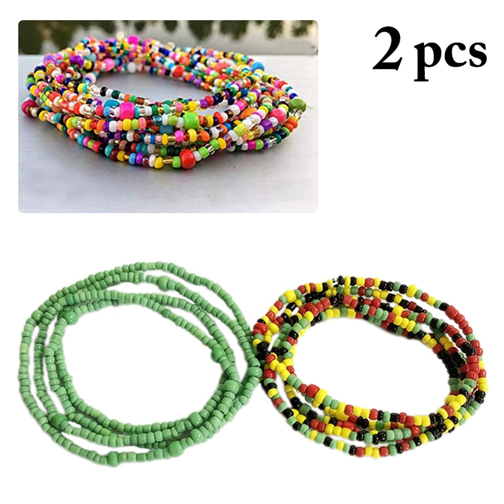 Bohemia Colorful Beaded Elasticity Waist Belly Chain for Women Girl 2022 Fashion Summer Beach Waistband Bikini Beads Jewelry