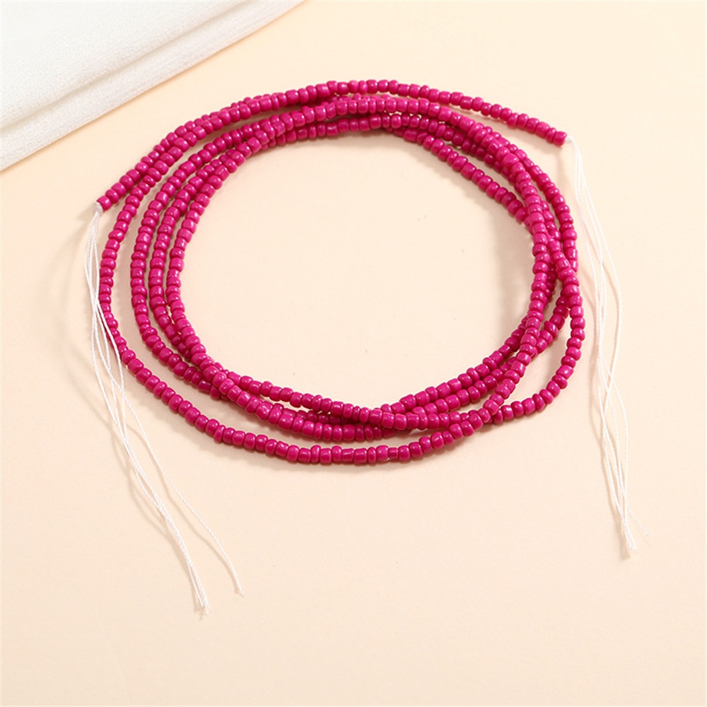 Bohemian Colorful Beaded Waist Chain for Women Plus Size African Non-Stretching Tie-on Belly Chain Bikini Summer Body Jewelry