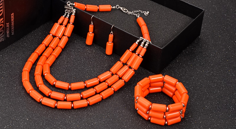 UDDEIN Nigerian Wedding Indian Jewelry Sets Bib Beads Necklace Earring Bracelet Sets Statement Collar African Beads Jewelry Set