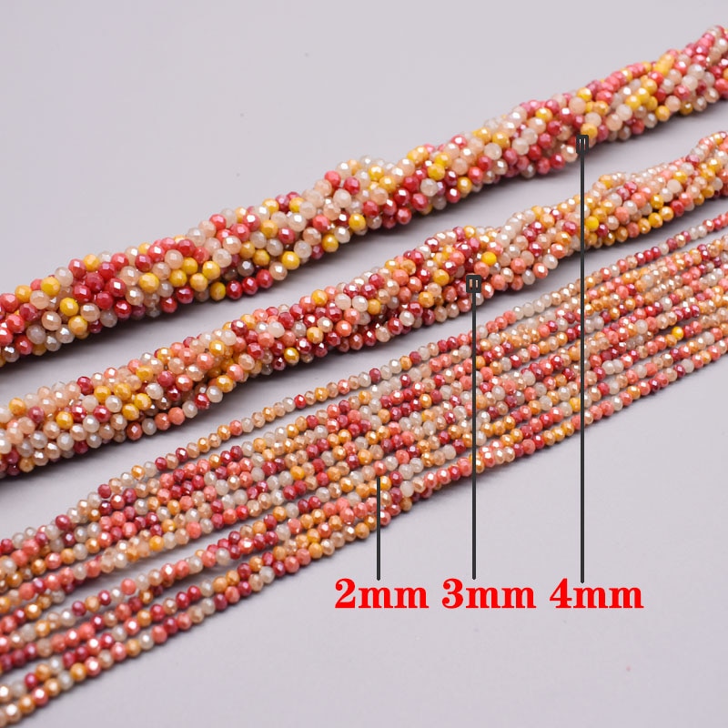 New Mixed Color 2mm 3mm 4mm Crystal Rondell Beads Faceted Glass Beads Loose Spacer Beads for Jewelry Making DIY Female Bracelet