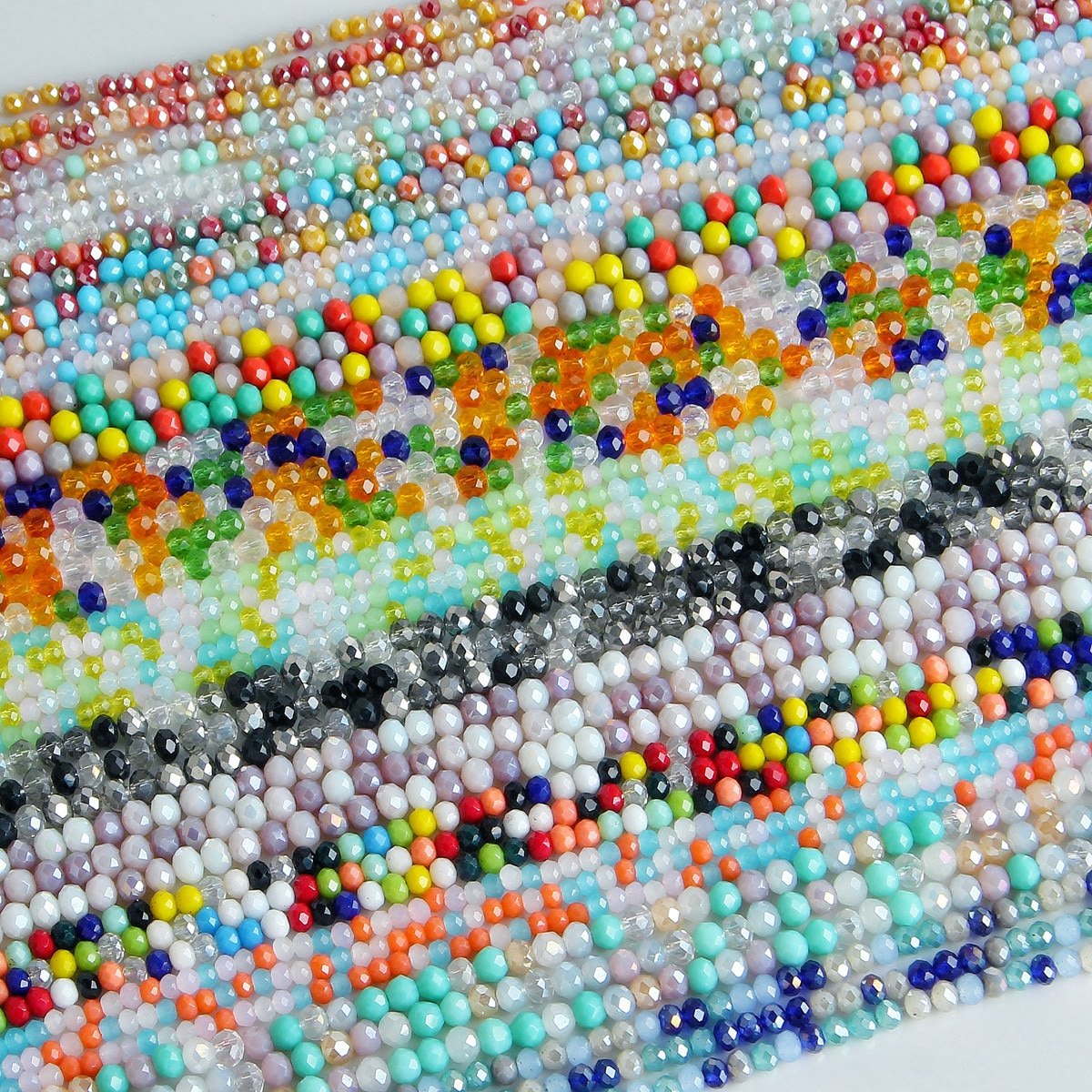 New Mixed Color 2mm 3mm 4mm Crystal Rondell Beads Faceted Glass Beads Loose Spacer Beads for Jewelry Making DIY Female Bracelet