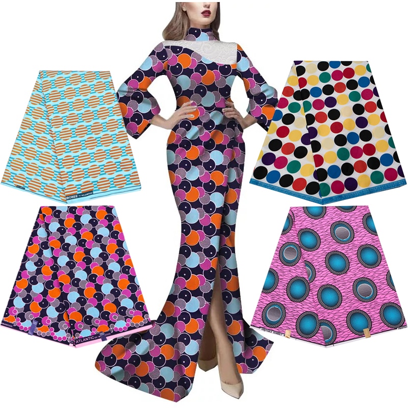 African Print Fabric Real Wax Dot Textile Sewing Dress Tissu Toy Patchwork Loincloth Designer Pagne 100% Polyester High Quality