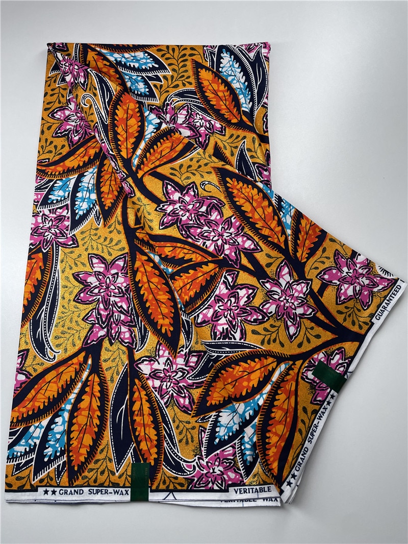 Wholesale Prices 2022 New Hot Sell African Wax Fabric Ankara Wax Prints Fabric Ghana Guaranteed Veritable Wax 6 Yards 1052