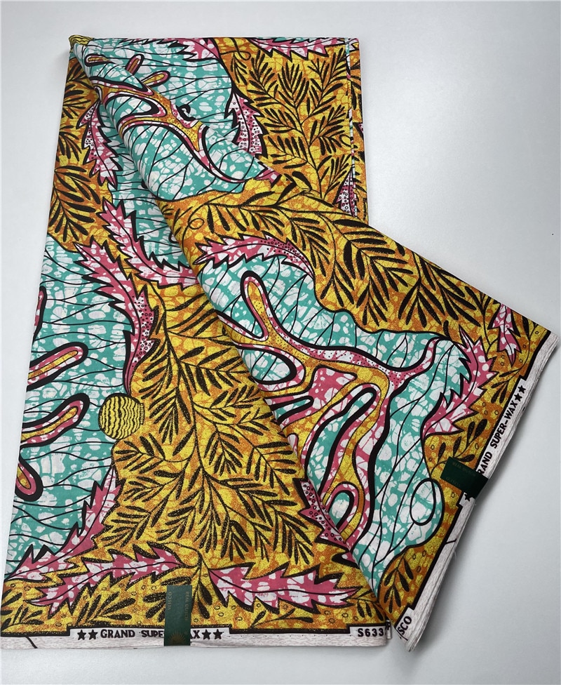 Wholesale Prices 2022 New Hot Sell African Wax Fabric Ankara Wax Prints Fabric Ghana Guaranteed Veritable Wax 6 Yards 1052