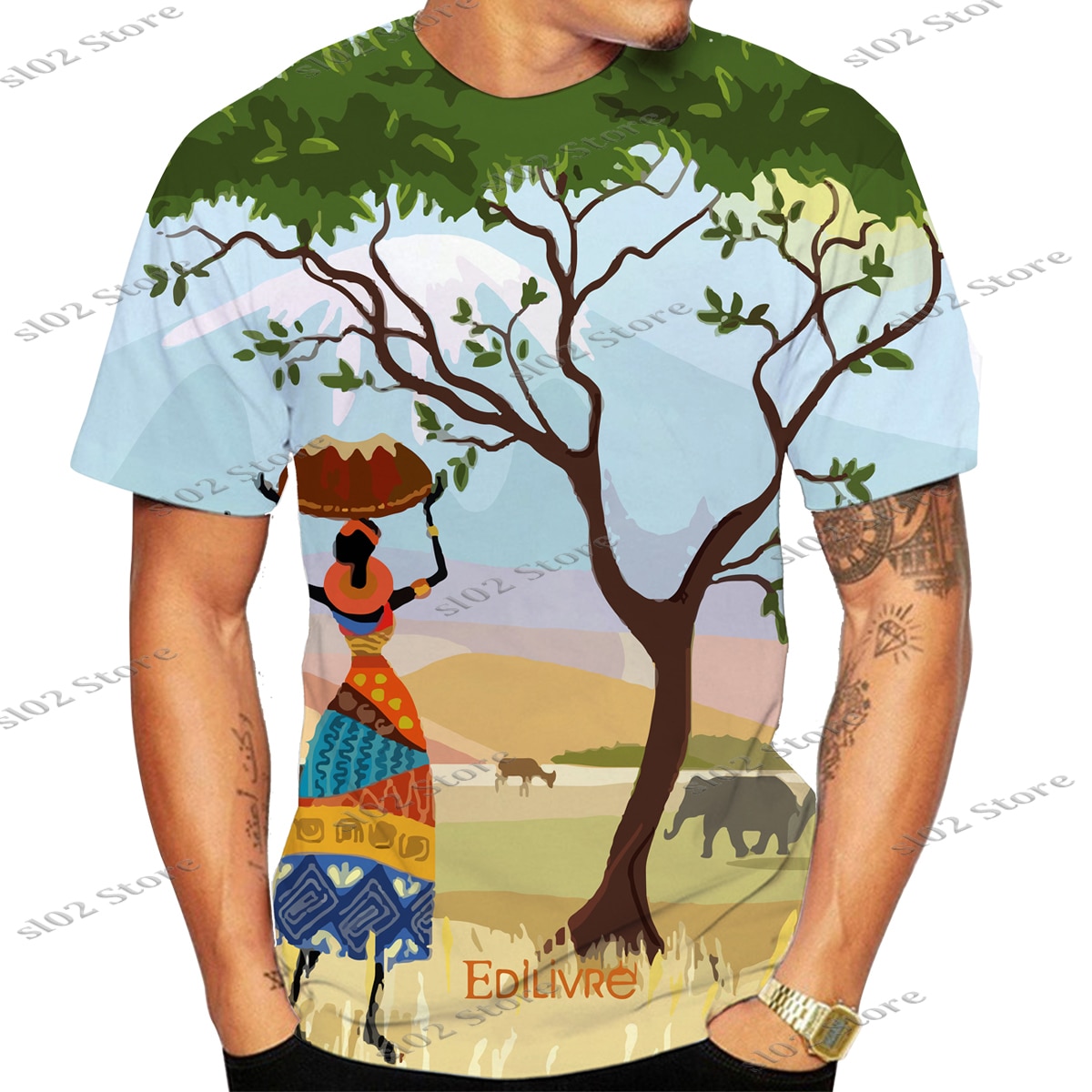 Summer African Men's Short Sleeve T Shirt Street Fashion Outfits Men Ethnic Style 3D Print Graphic Tees Unisex Dashiki Clothes