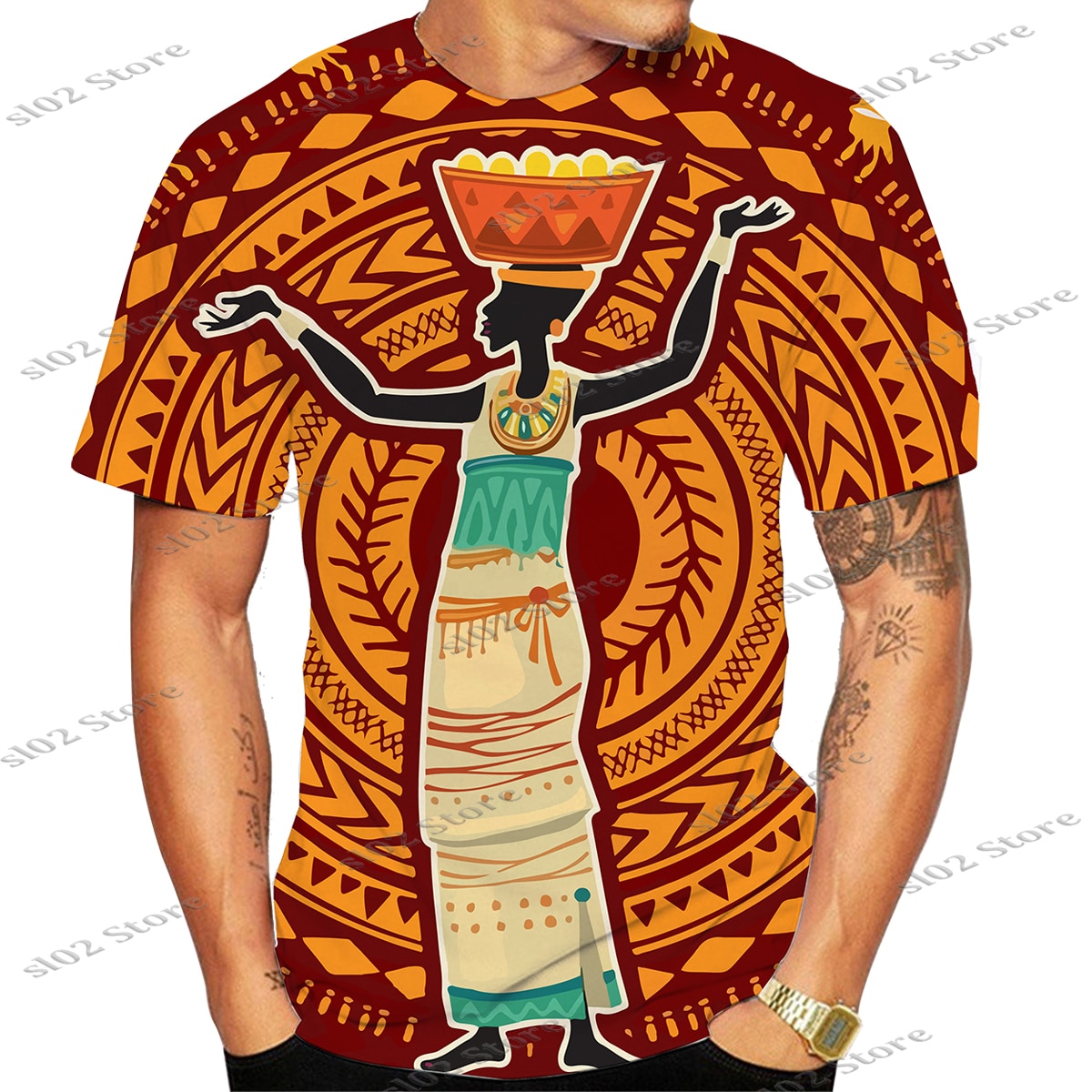 Summer African Men's Short Sleeve T Shirt Street Fashion Outfits Men Ethnic Style 3D Print Graphic Tees Unisex Dashiki Clothes