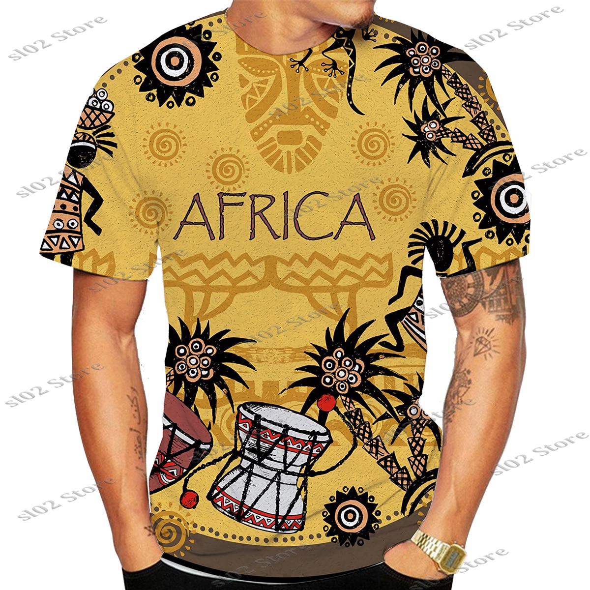 Summer African Men's Short Sleeve T Shirt Street Fashion Outfits Men Ethnic Style 3D Print Graphic Tees Unisex Dashiki Clothes