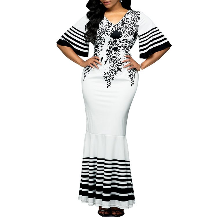 S-5XL Plus Size African Dresses For Women African Clothes Africa Dress Print Dashiki Ladies Clothing Ankara Africa Women Dress