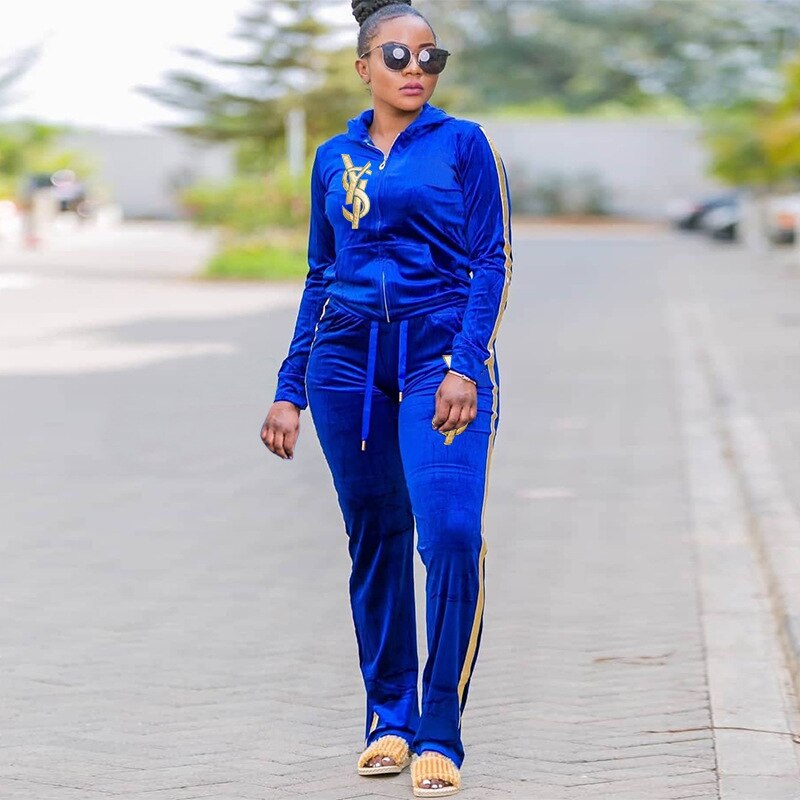 African Dashiki Velvet Two Piece Sets Women Tops And Skinny Pants Matching Sets Fashion Letter Print Tracksuit Africa Women Sets