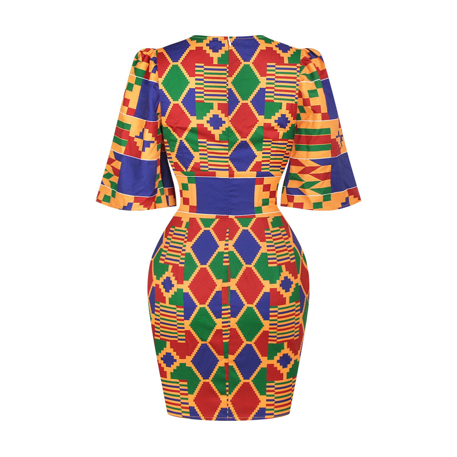 African Dresses for Women 2021 New Fashion Summer V-neck African Short Sleeve Printing Dress African Women Clothes