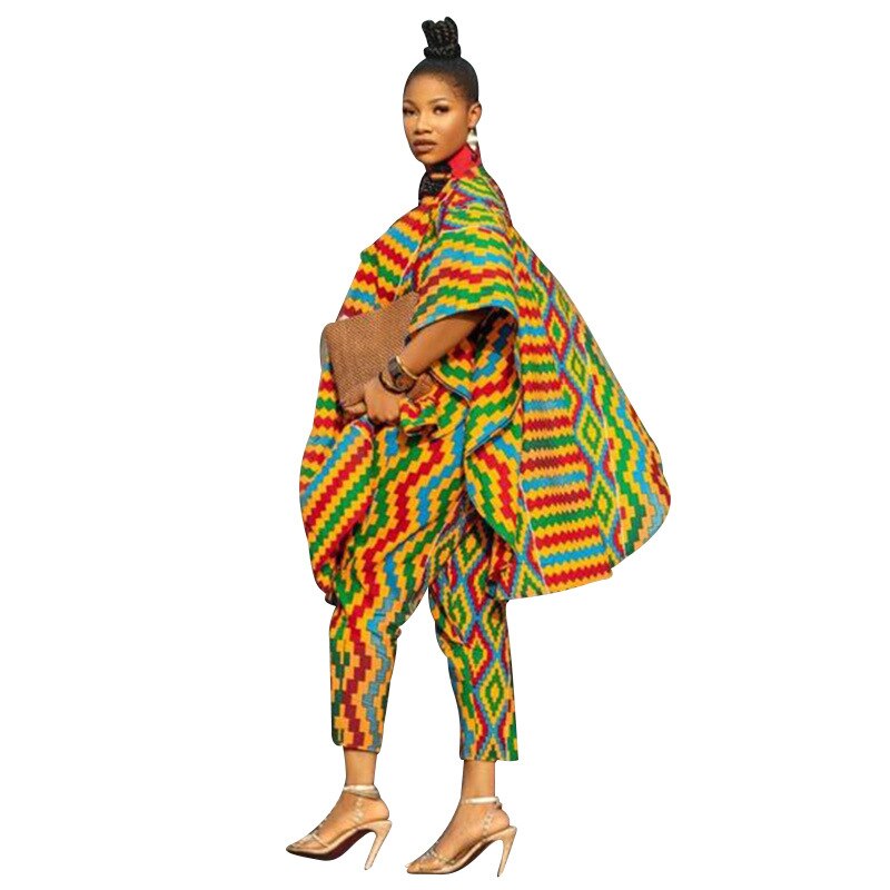 Polyester Dashiki Traditional African Clothing Two Piece Set Women Africaine Print Bodycon Dress And Pants Sets African Clothes