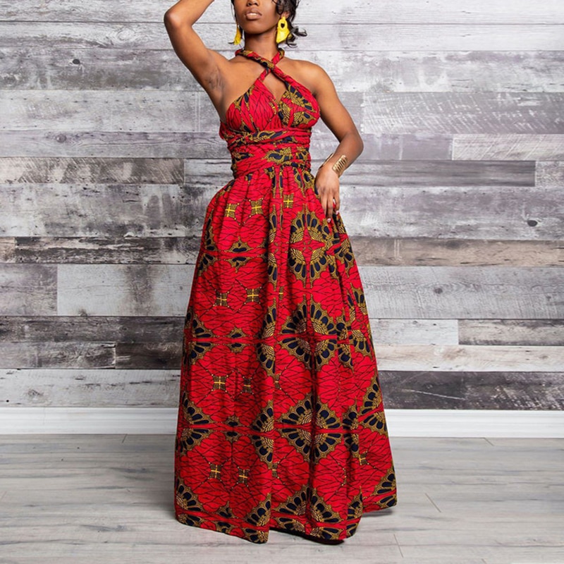 Ankara Africa Maxi Dress Women Dashiki Print Split Dress African Clothes Women Party African Dresses for Women Robe Africaine