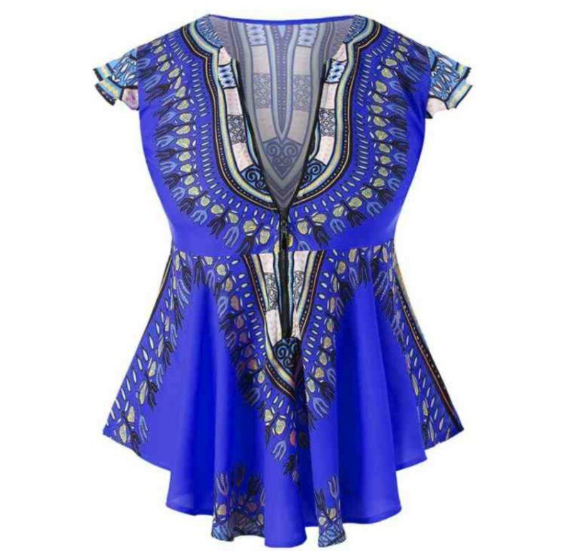 AFrican Clothing Top Dashiki Print Sexy Ankara Plus Size S-2XL Summer T-shirts Ethnic Short Sleeve Ladies African Dress