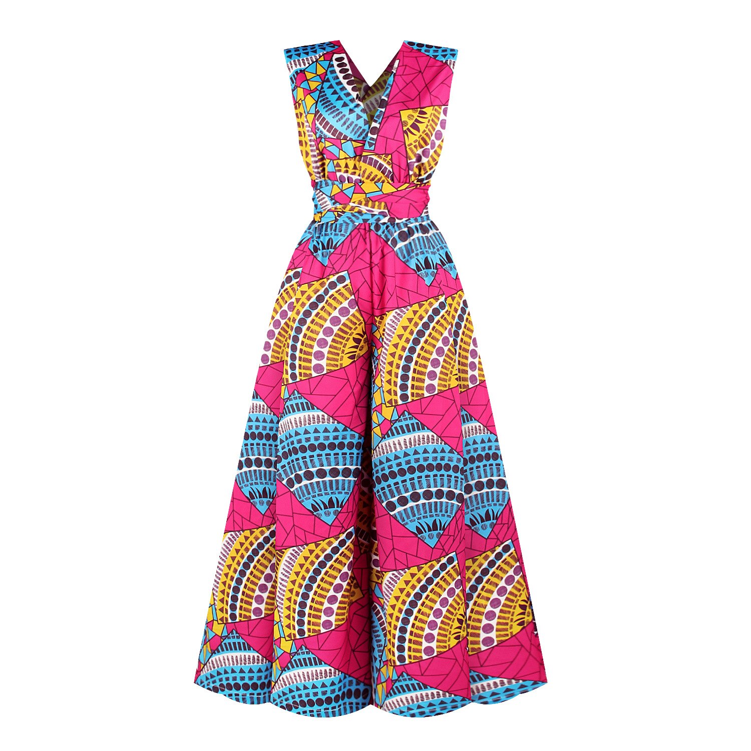 2021 Summer Sexy African Women Printing Polyester Long Jumpsuit African Clothes for Women African Clothing