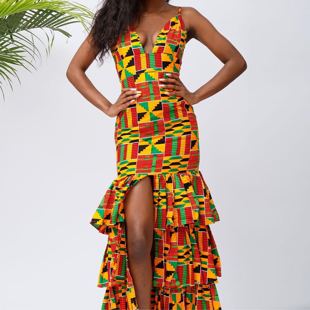 African Dresses For Women 2022 Kente Dresses African Women Ankara Dresses Women Wedding Dresses Cotton Wax Traditional Clothing