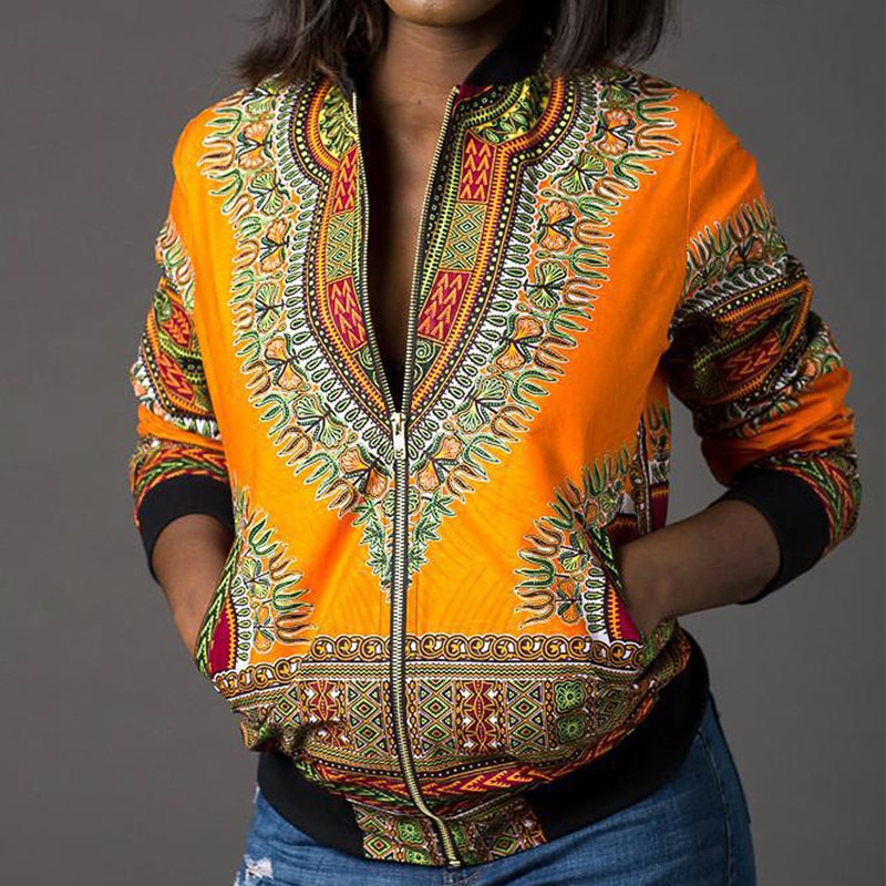 African Clothes for Women Traditional Ethnic Print Cardigan Cropped Casual Jacket Long Sleeve Top New Women Clothing