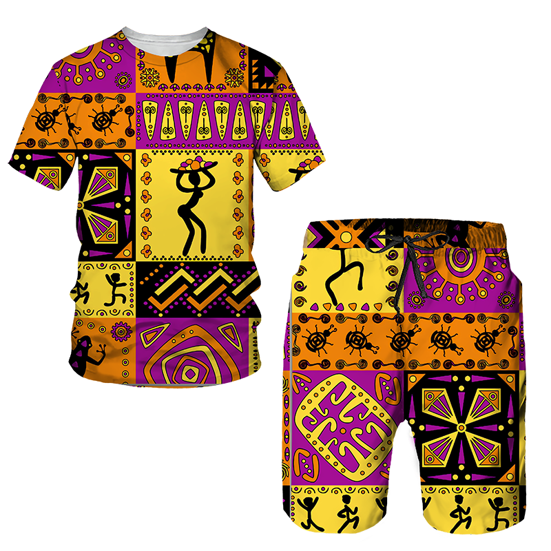 Newest African Print Women's/Men's T-shirts Sets Africa Dashiki Men’s Tracksuit/Vintage Tops Sport And Leisure Summer Male Suit