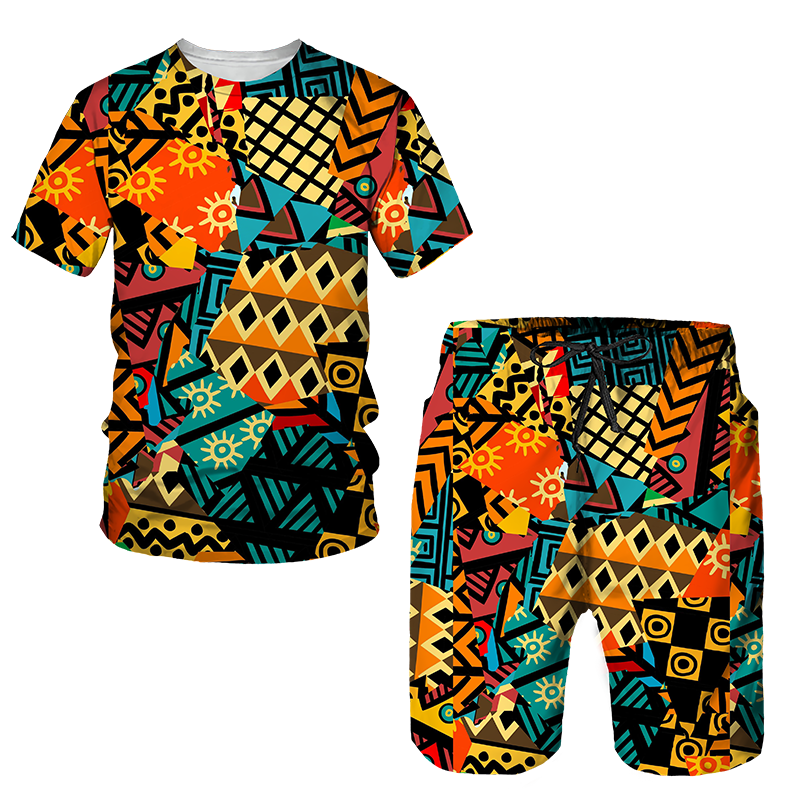 Newest African Print Women's/Men's T-shirts Sets Africa Dashiki Men’s Tracksuit/Vintage Tops Sport And Leisure Summer Male Suit