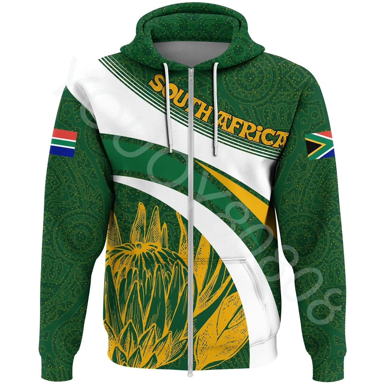 African ClothingCricket South Africa Protea Springbok Zip HoodieMen's ClothingSweater3D Printed Casual Sports Jacket