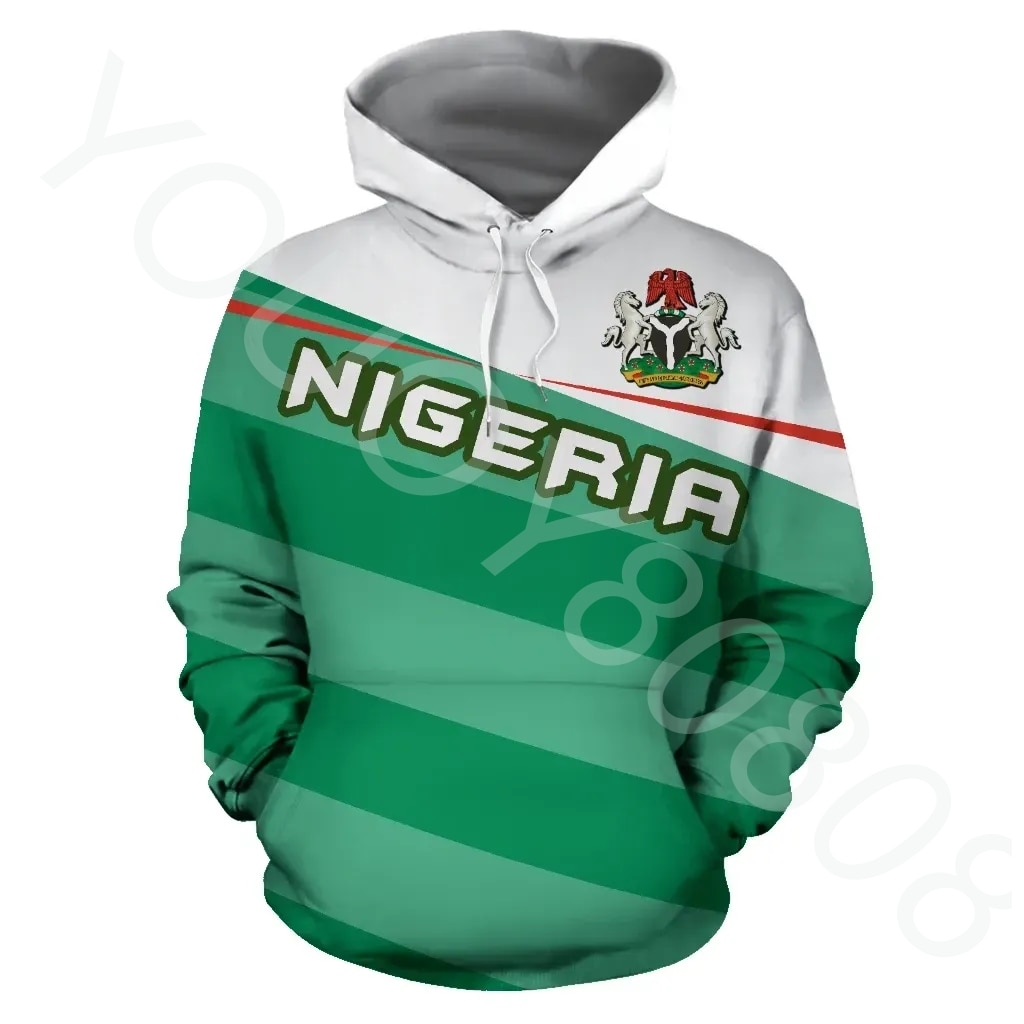 African Region Men's Hoodie Sweatshirt Long Sleeve Sweatshirt Special Sport Nigeria Flag Sweatshirt Vivian Style