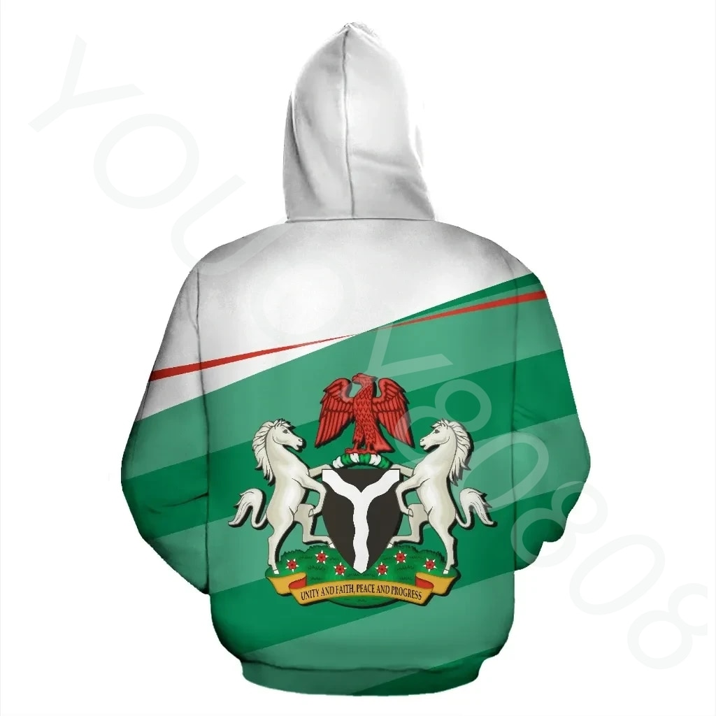 African Region Men's Hoodie Sweatshirt Long Sleeve Sweatshirt Special Sport Nigeria Flag Sweatshirt Vivian Style