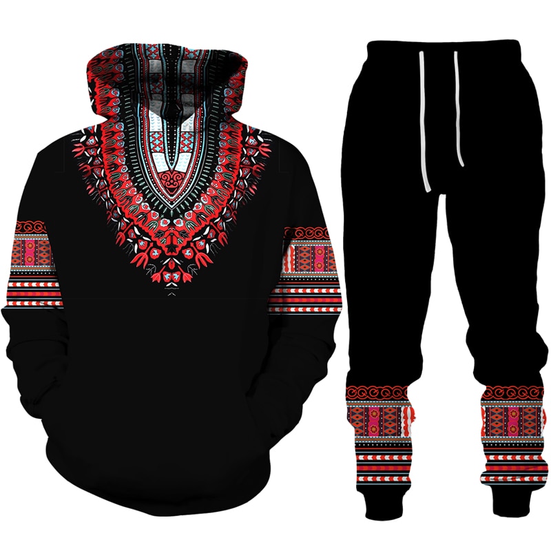 African Dashiki Hoodie/Suit Men's Casual 3D Printed Ethnic Style Sweatshirt Pants Set Men/Women Folk-Custom Streetwear Tracksuit