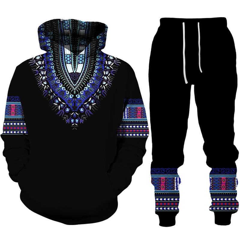 African Dashiki Hoodie/Suit Men's Casual 3D Printed Ethnic Style Sweatshirt Pants Set Men/Women Folk-Custom Streetwear Tracksuit