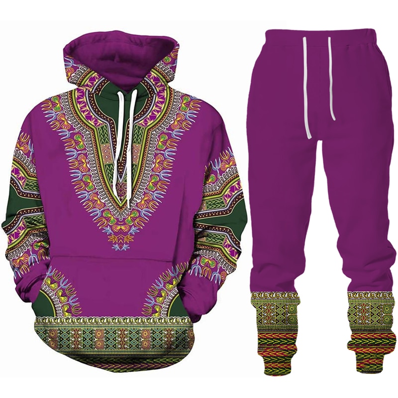 African Dashiki Hoodie/Suit Men's Casual 3D Printed Ethnic Style Sweatshirt Pants Set Men/Women Folk-Custom Streetwear Tracksuit