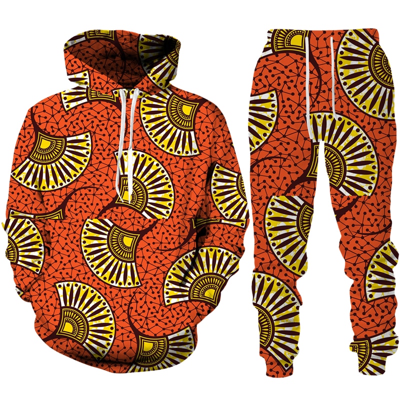 New Colorful African Folk-Custom Print Unisex Hoodie/Pants/Suit Dashiki Ethnic Two Piece Tracksuit Set Fashion Couple Sportswear