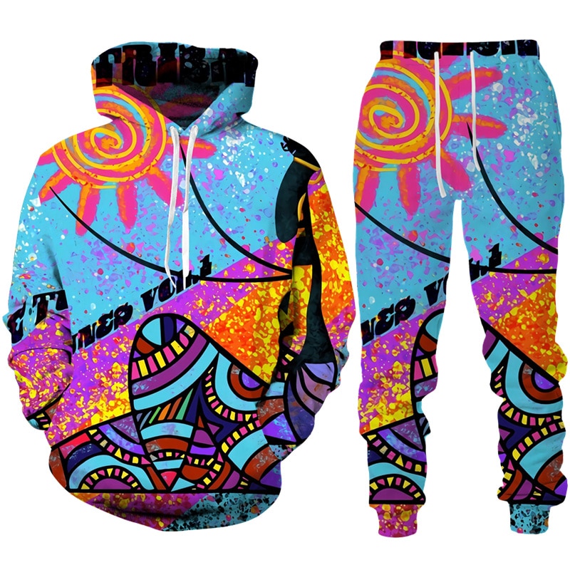 New Colorful African Folk-Custom Print Unisex Hoodie/Pants/Suit Dashiki Ethnic Two Piece Tracksuit Set Fashion Couple Sportswear