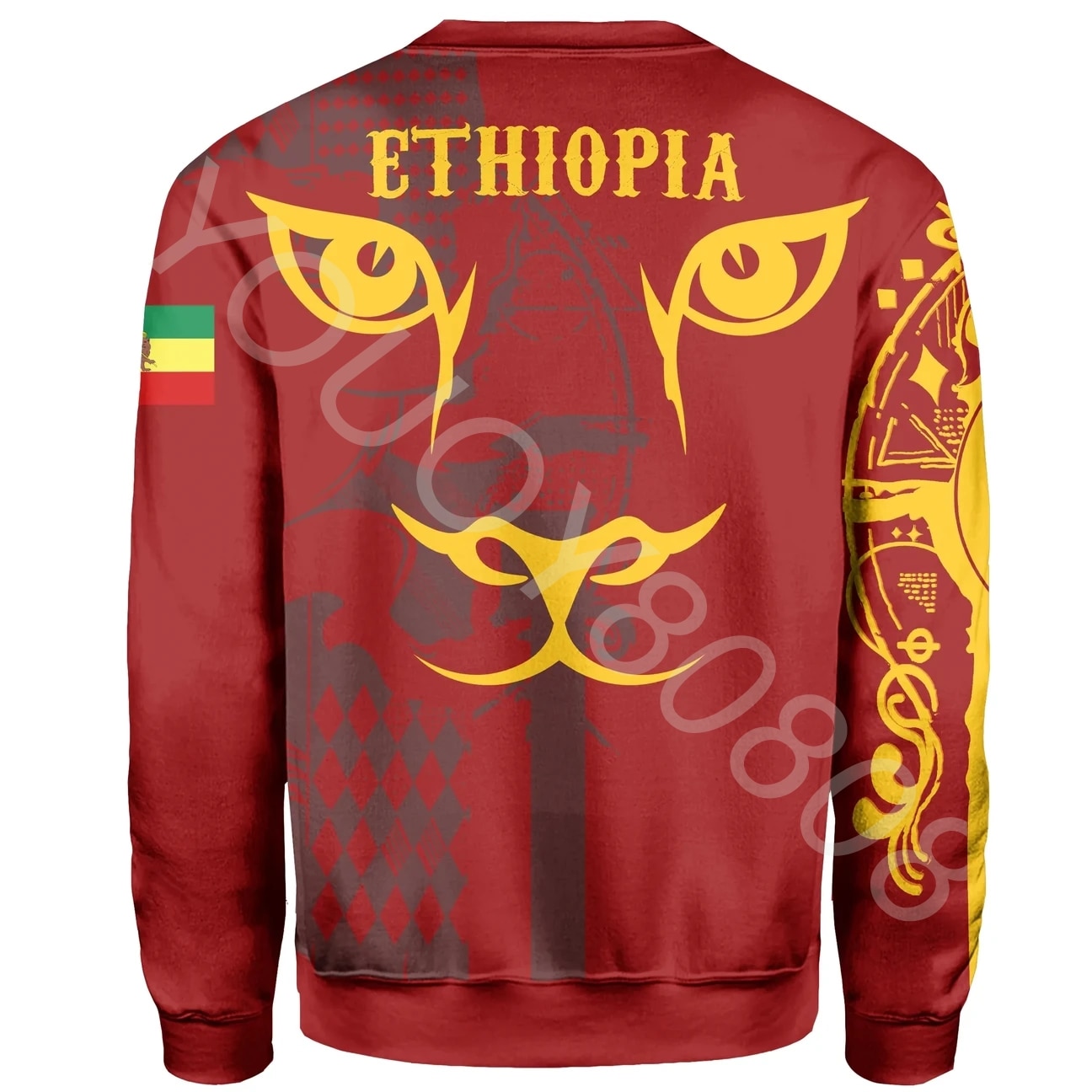 African Region Clothing Ethiopia King Lion Crew Neck Sweatshirt Black Men's Clothing Sweater 3D Printing Casual Sports Jacket