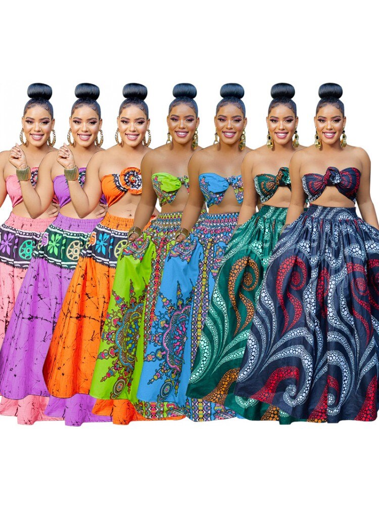 Dashiki African Fashion Long Skirt colors