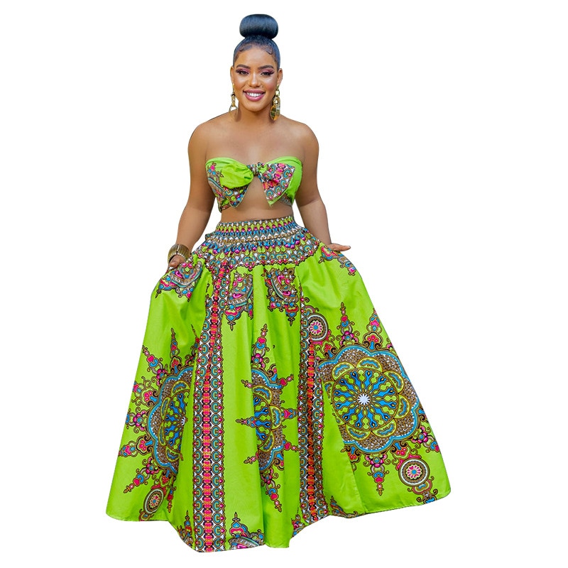 Dashiki African Fashion Long Skirt front